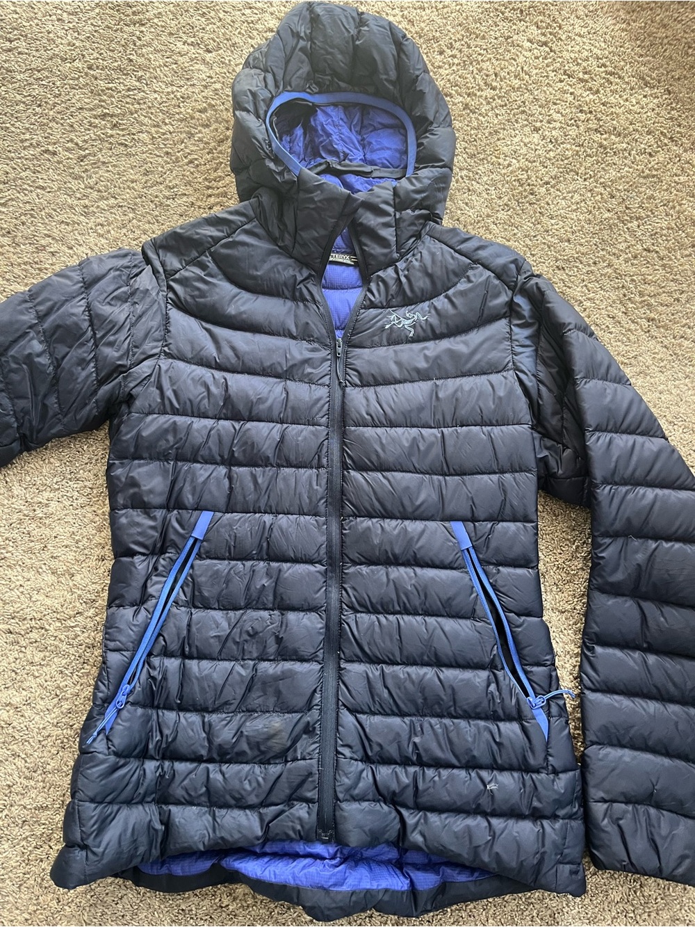 women’s medium Arc’teryx down jacket with hood